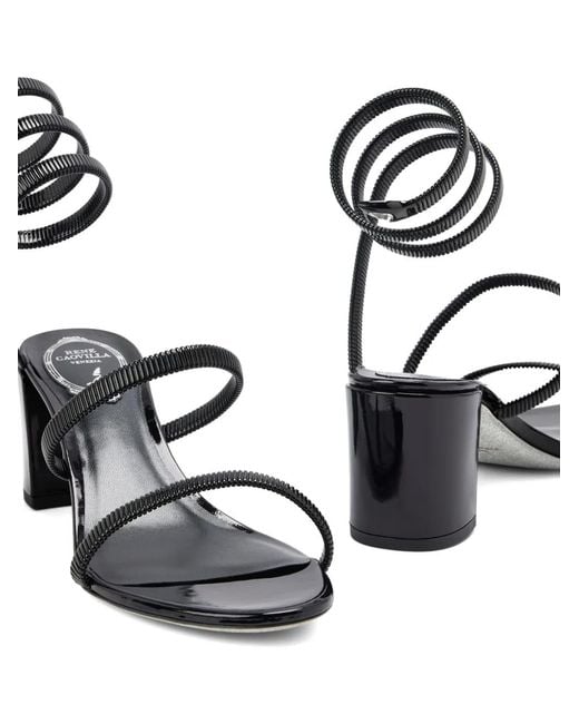 Rene Caovilla Black Leather Sandals