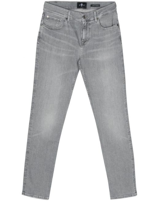 7 For All Mankind Halbhohe Slim-Fit-Jeans in Gray für Herren