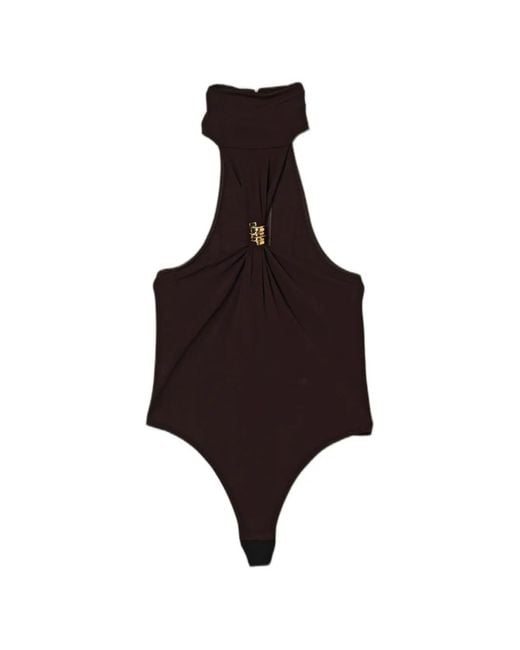 Elisabetta Franchi Brown Cut-Out Halterneck Bodysuit