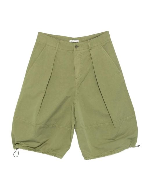 YMC Salba Geplooide Shorts Met Trekkoord in het Green