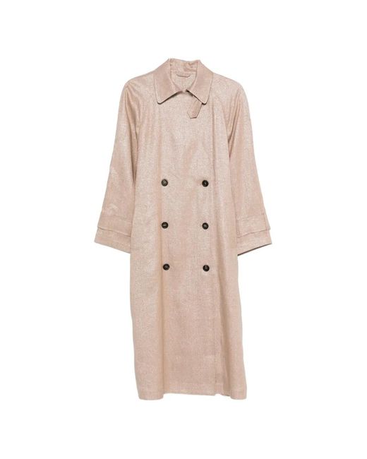 Brunello Cucinelli Natural Double-Breasted Coat