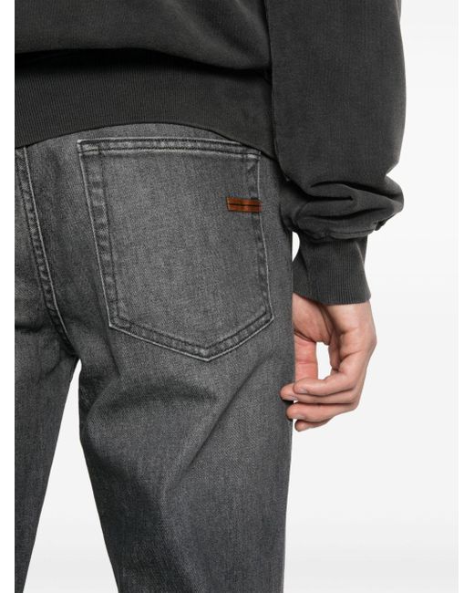 Zegna Slim-fit Jeans Met Logopatch in het Gray voor heren