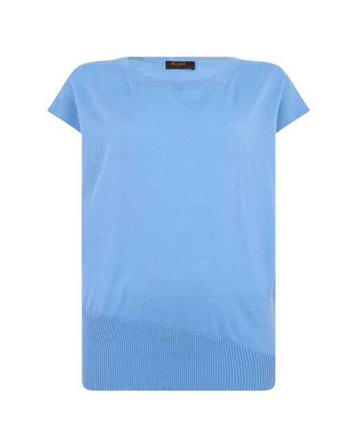 Moorer Blue Ribbed-Trim T-Shirt