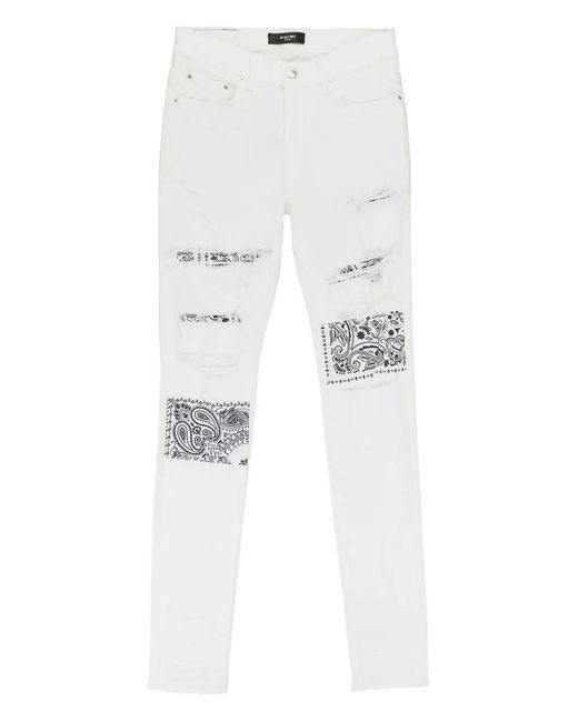 Amiri White Bandana Artpatch Jeans for men