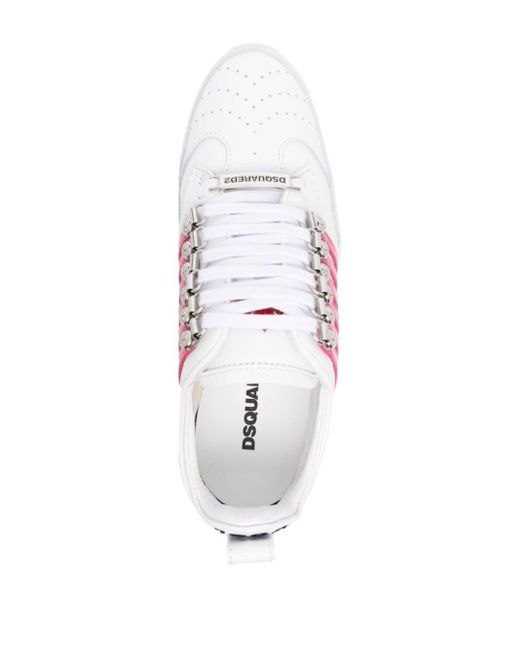 DSquared² Pink Stripe-detailing Leather Sneakers