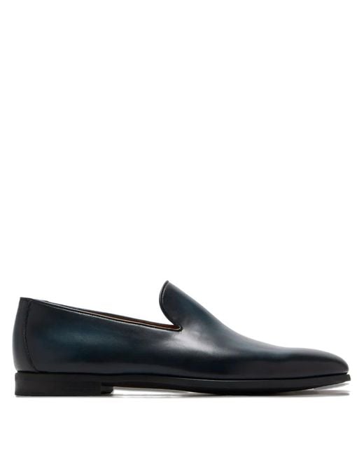Magnanni Shoes Blue Diaz Leather Slip-On Loafers for men