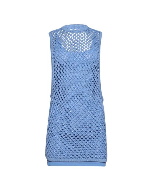 DIOTIMA Blue Grenada Open-Knit Mini Dress