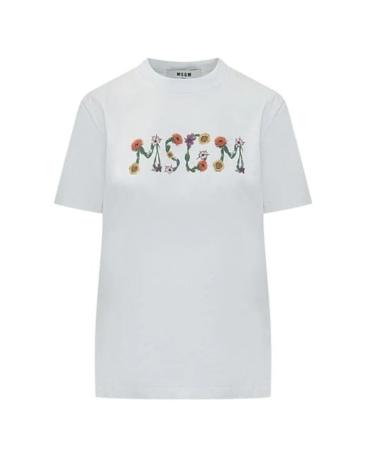 T-Shirt Ample À Fleur MSGM en coloris Gray