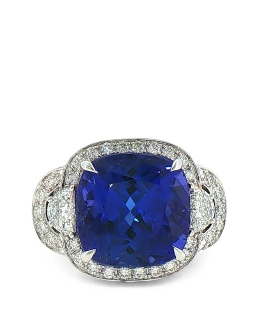 HYT Jewelry Blue Tanzanite And Diamond Ring