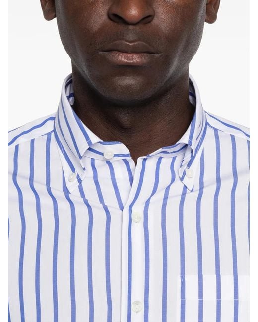 Truzzi Blue Vertical-Stripe Button-Down Shirt for men