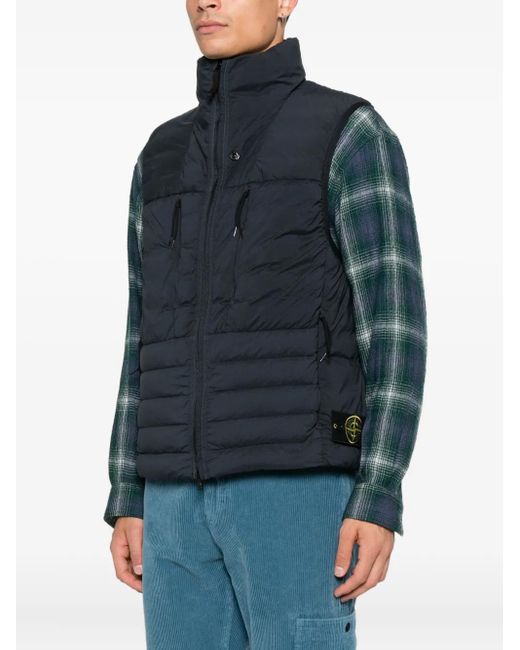 Stone Island Black Zip Quilted Jacket for men
