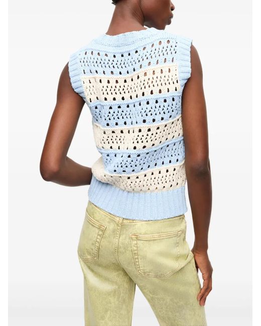 Ganni Logo Cotton Blend Vest in Blue | Lyst
