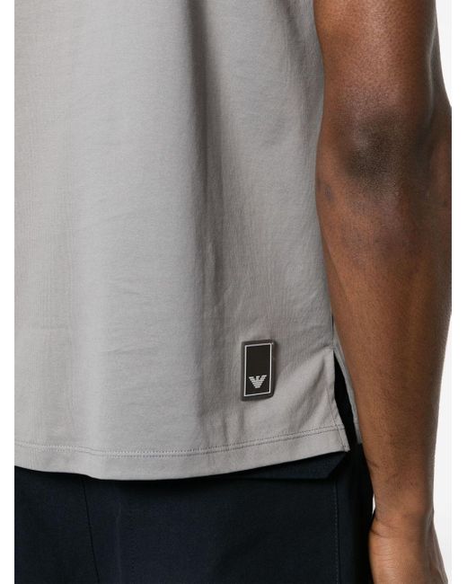 Polo en coton à logo appliqué EA7 pour homme en coloris Gray