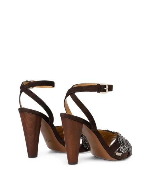 Ralph Lauren White Ryne Bead-Embroidered Heeled Sandals