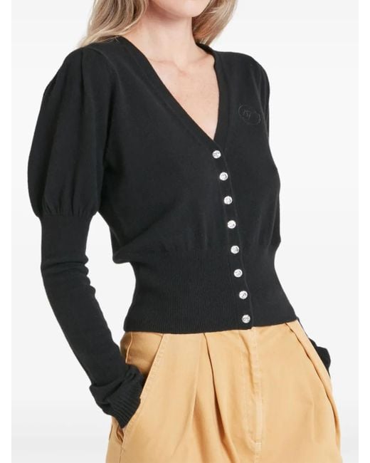 Temperley London Black Puff-Sleeve Cardigan