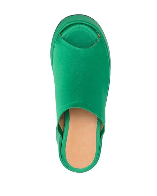 Ganni Green Open Toe Leather Sandals