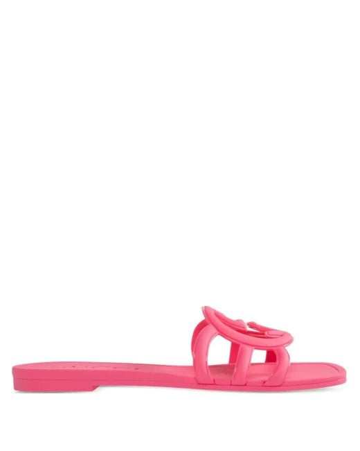 Gucci Pink Interlocking G Slide Sandal, Rubber