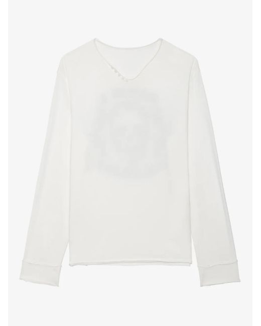 Zadig & Voltaire White Henley Long-Sleeve T-Shirt for men