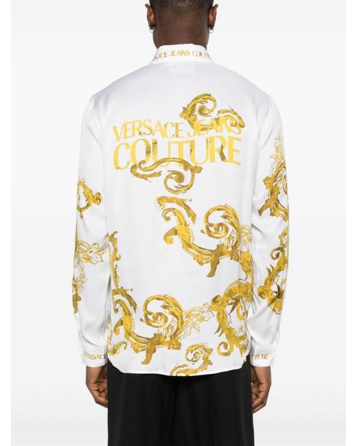 Versace Hemd mit Watercolour Couture-Print in Metallic für Herren