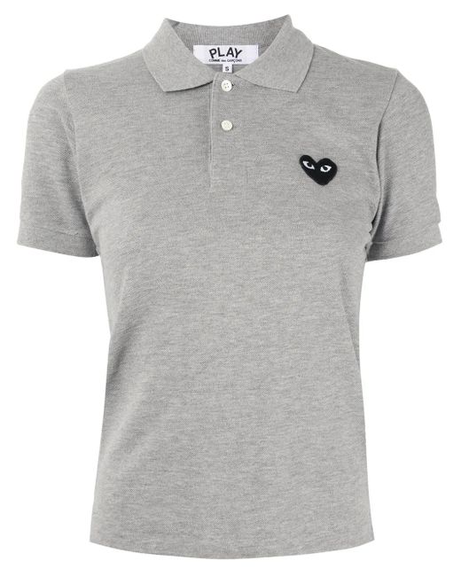 COMME DES GARÇONS PLAY Gray Logo Embroidered Polo Shirt