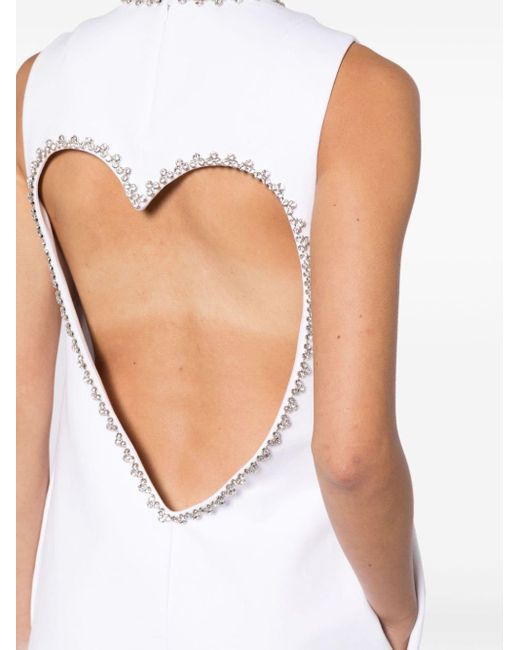 Area White Crystal-embellished Heart Mini Dress