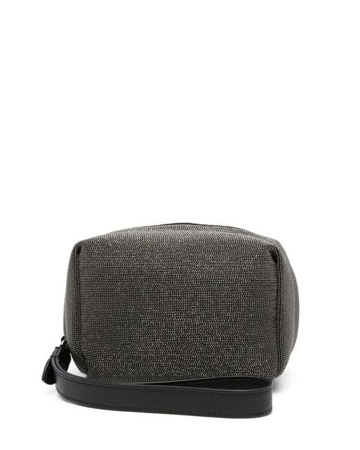Brunello Cucinelli Gray Precious Monili-Embellished Clutch Bag