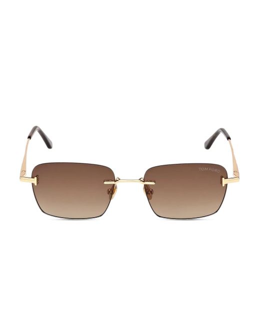Tom Ford Brown Square-Frame Rimless Sunglasses
