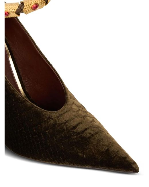 Roberto Cavalli Brown Pointed Strap Pumps