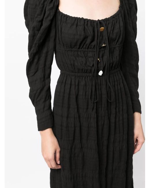 Rejina Pyo Black Nora Puff-Sleeve Midi Dress