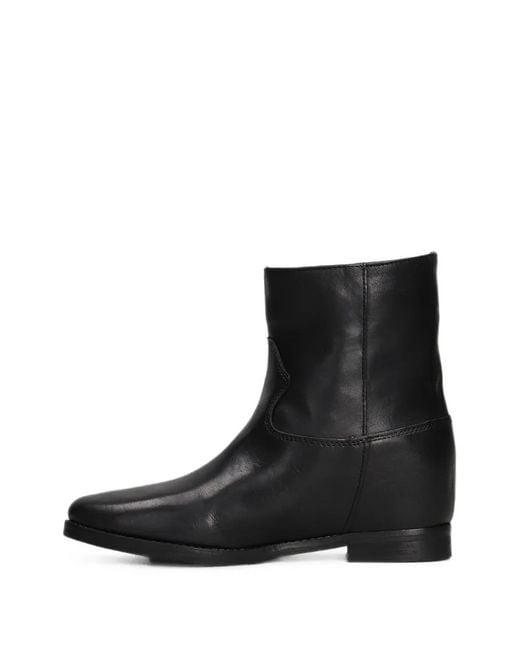 Julie Dee Black Western-Style Leather Ankle Boots