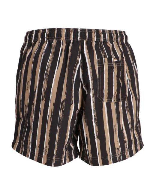 Boss Black Striped Drawstring Shorts for men