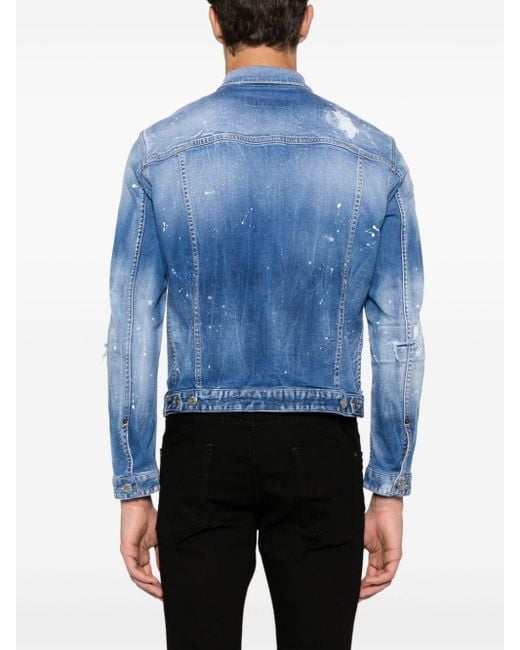 Veste en jean à effet taches de peinture DSquared² pour homme en coloris Blue