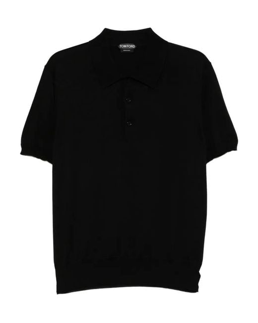 Tom Ford Black Short-Sleeves Cotton Polo Shirt for men