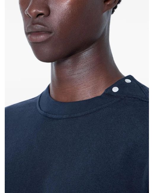 Stone Island Blue Logo-Patch Button-Detail Sweatshirt for men