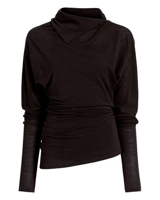 Proenza Schouler Black Cowl-Neck Draped Top