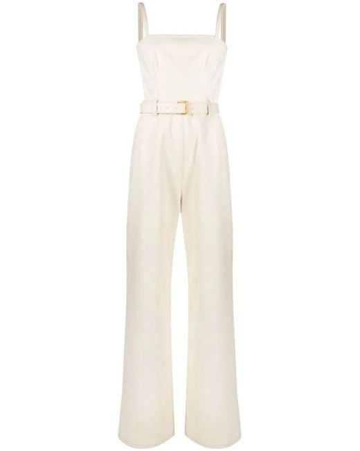 Prada White Belted-Waist Sleeveless Jumpsuit