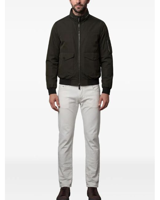 Moorer Black Aiden Patch-Pocket Bomber Jacket for men