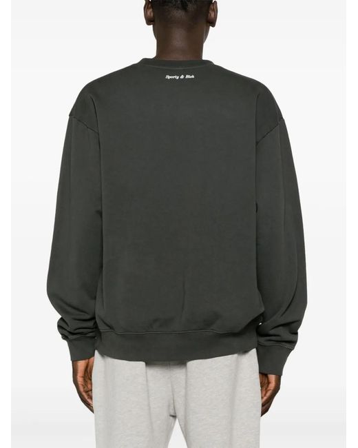 Sporty & Rich Black Wellness Club Cotton Sweatshirt for men
