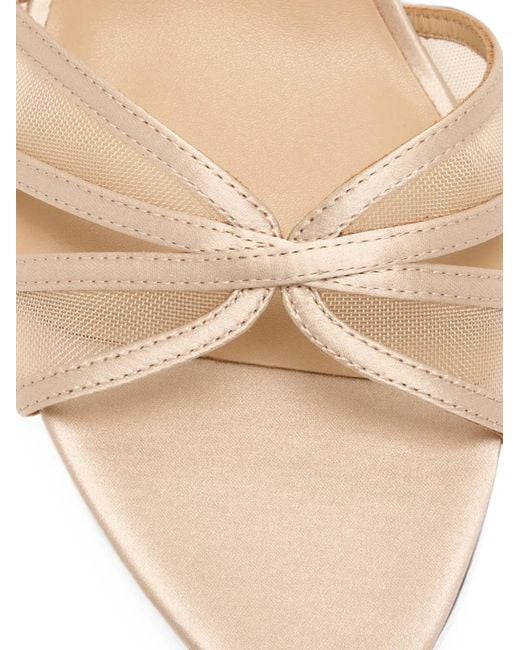 Badgley Mischka Natural Yoana Satin-Finish Mesh-Panel Sandals