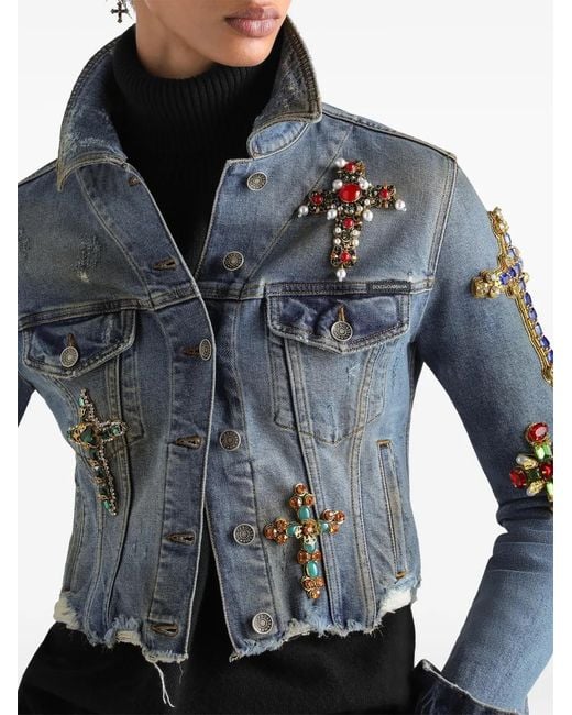 Dolce & Gabbana Blue Denim Jacket With Embroidery