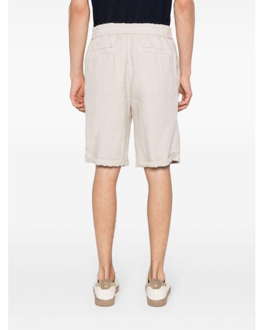 Brunello Cucinelli Natural Slub-texture Linen Shorts for men