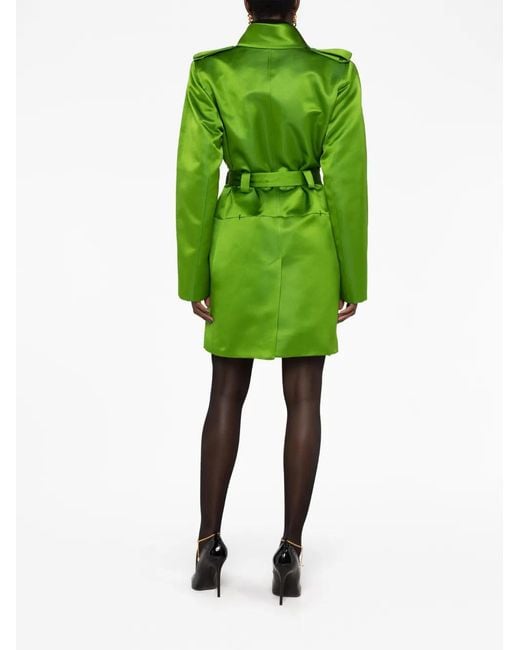 Tom Ford Green Belted Double-Breasted Silk Coat