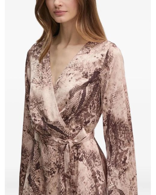 Guess Natural Snake-Print Wrap Mini Dress