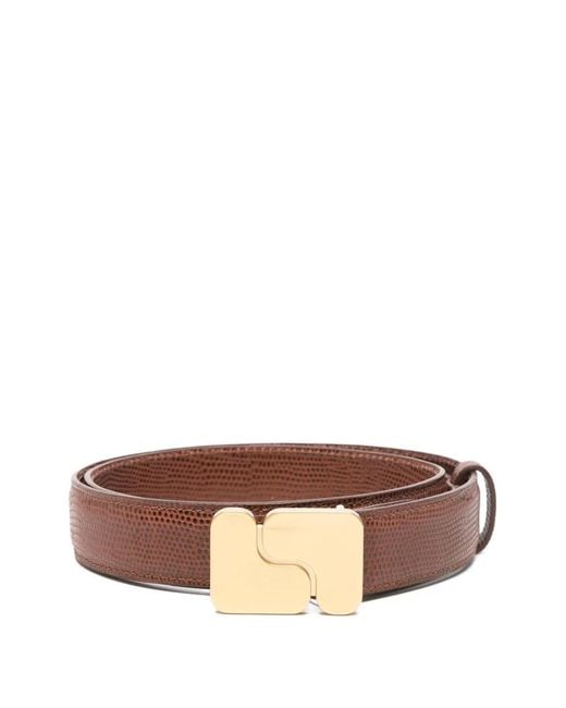 Soeur Brown Ninon Textured Buckle Leather Belt