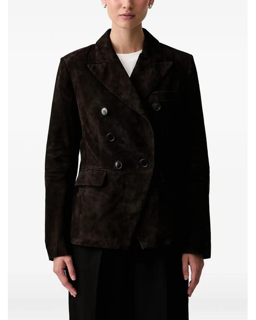Joop! Black Double-Breasted Suede Jacket