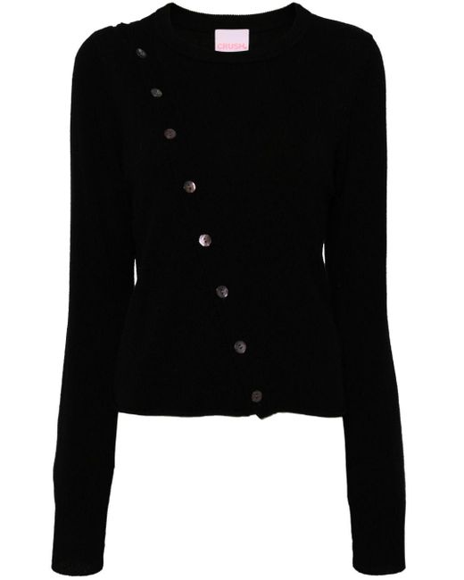 Crush Black Buttoned Chasmere Jumper