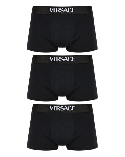 Versace Black Logo Boxer Briefs (3-Pack) for men