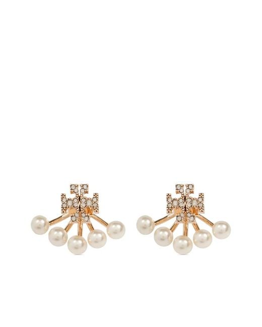 Tory Burch Metallic Moondance Pearl Front-Back Earrings