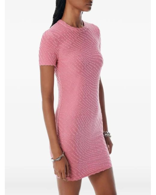 T By Alexander Wang Pink Logo-Jacquard Mini Dress