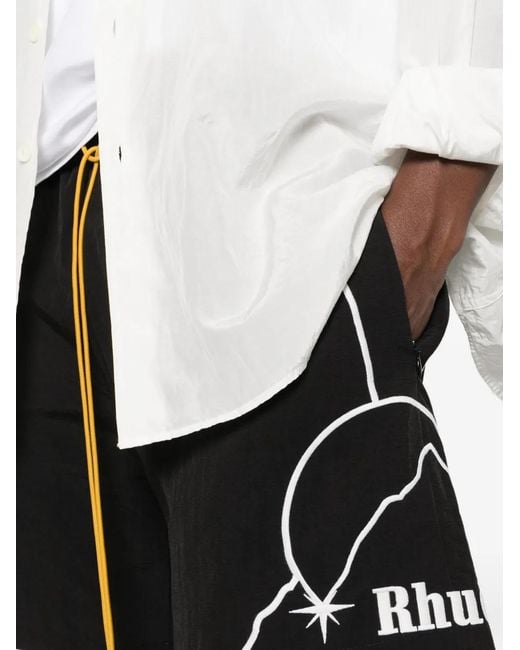 Rhude Black Logo Drawstring Shorts for men